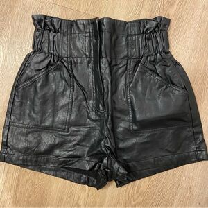 Line & Dot Black High Waist Shorts